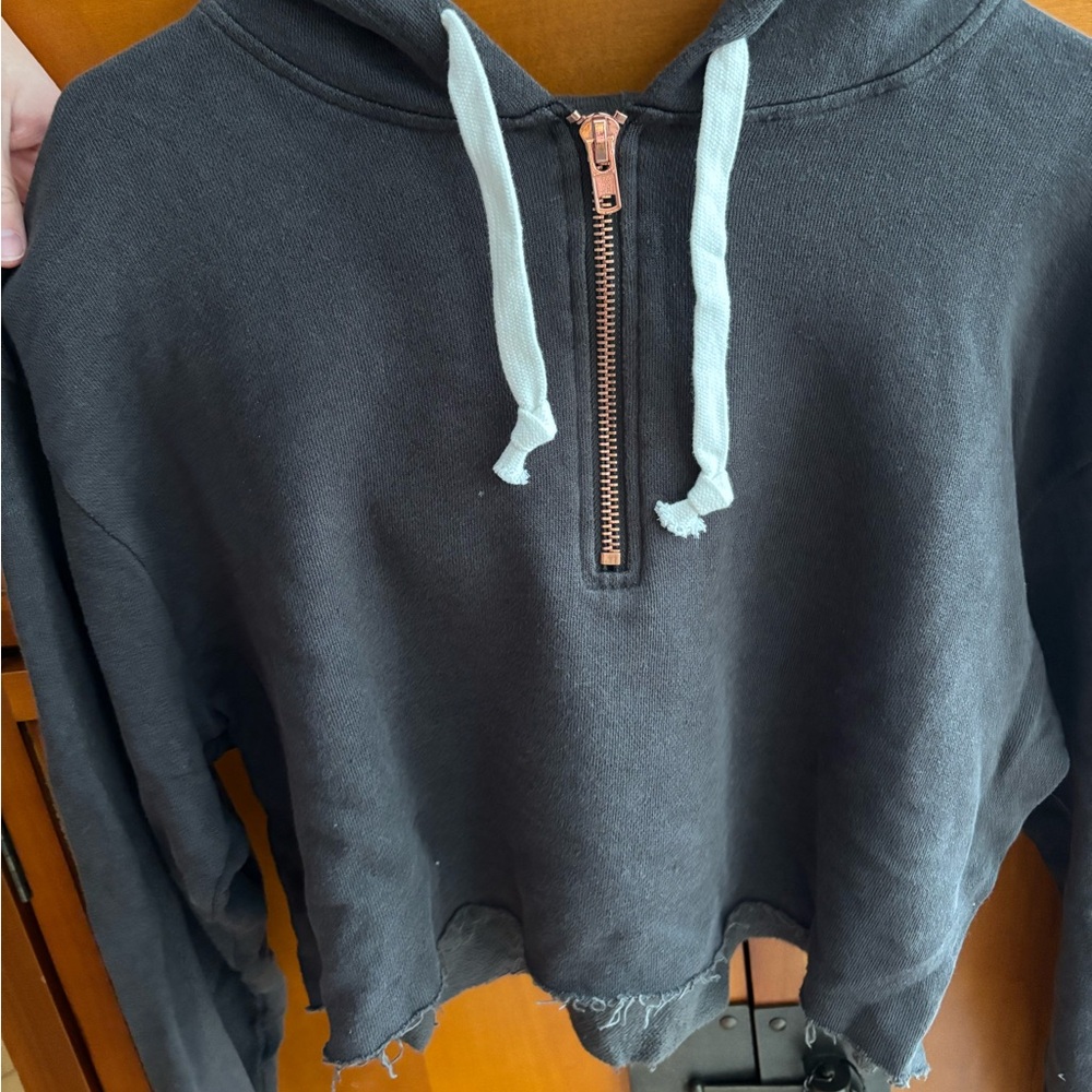 Katie J NYC cropped distressed hoodie